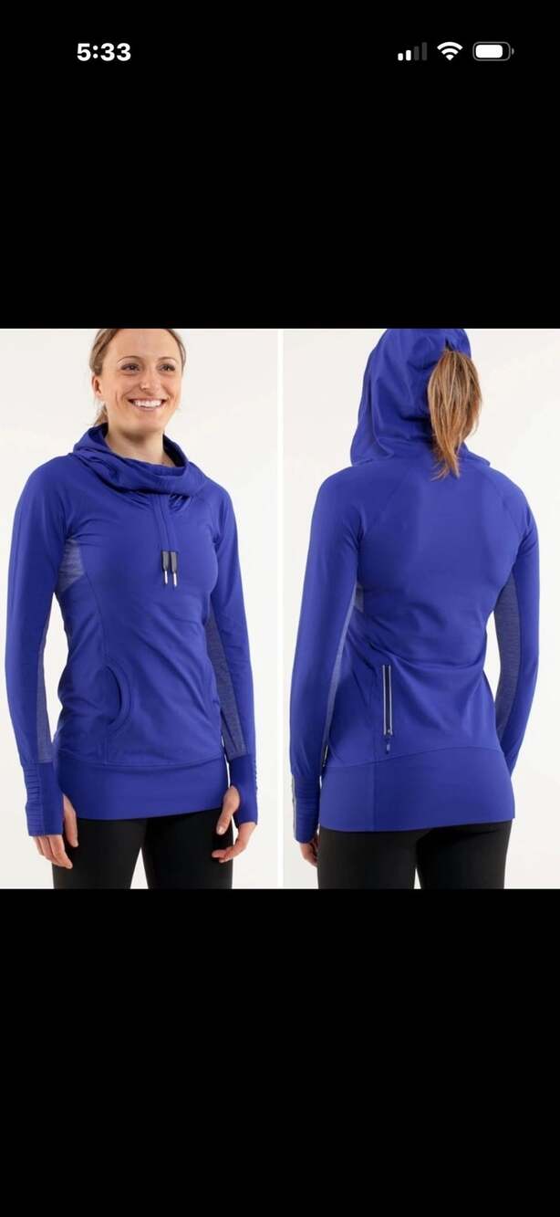 Lululemon Run Stay On Course Pullover Hoodie WOMENS 6 Pigment Blue Pocket